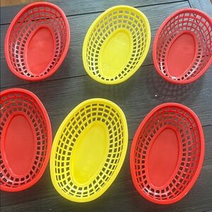 Set of 6 total Red and Yellow Plastic Baskets
Used